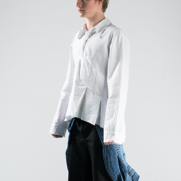 White Pleated Handmade Pullover Top - Picture 2 of 4